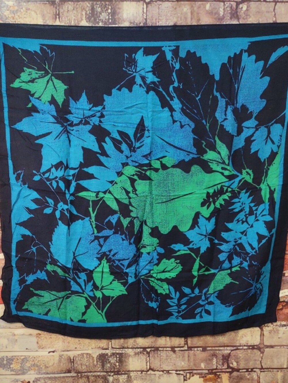 Challis Leaf Pattern Square Scarf - Picture 2 of 3